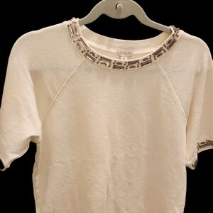 J. Crew Women's Cream Embellished Top